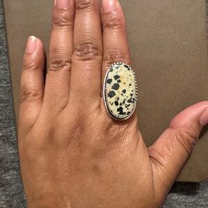 Dalmatian 925 Sliver Plated Gemstone Ring